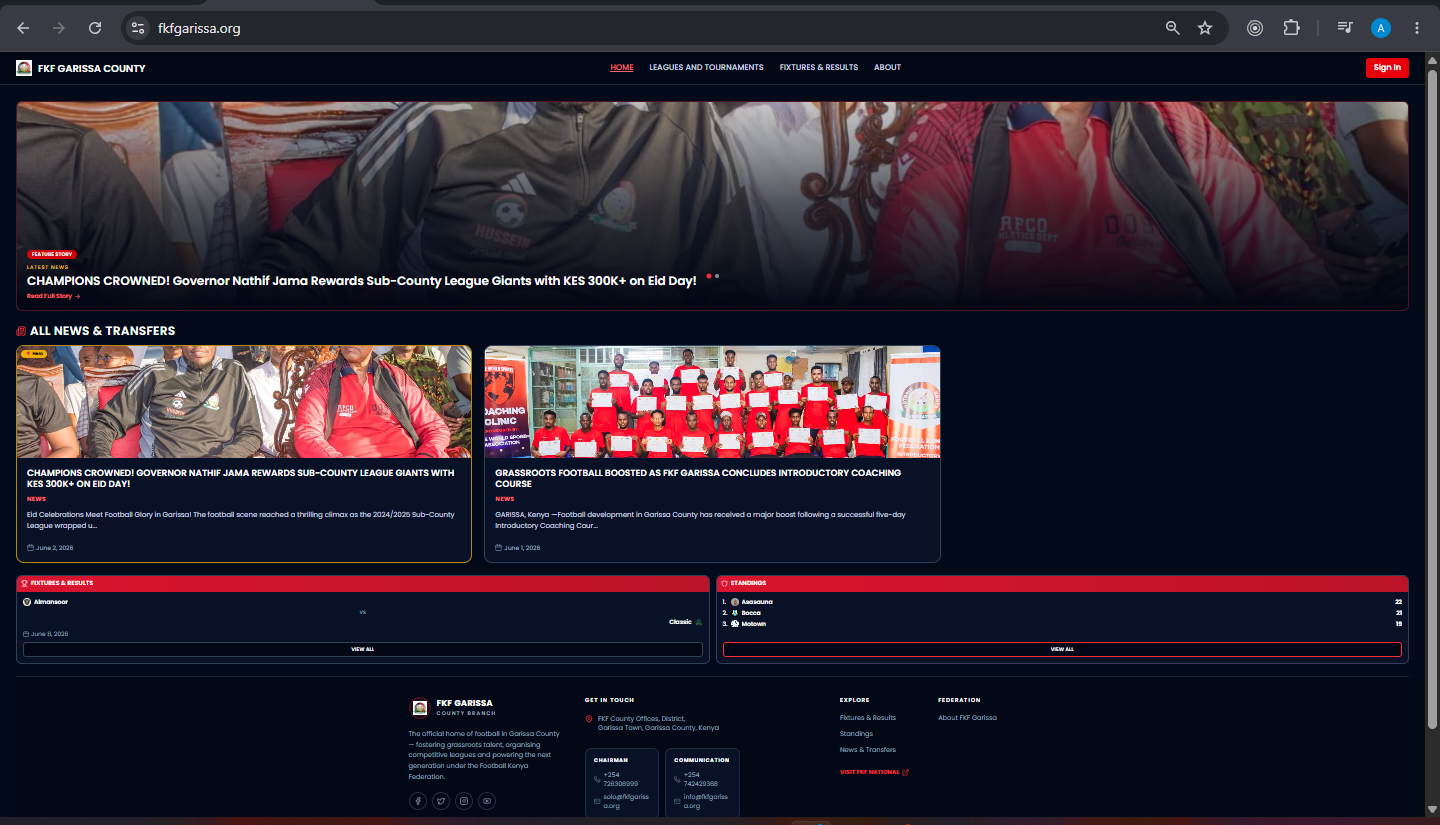 FKF Garissa sports management platform